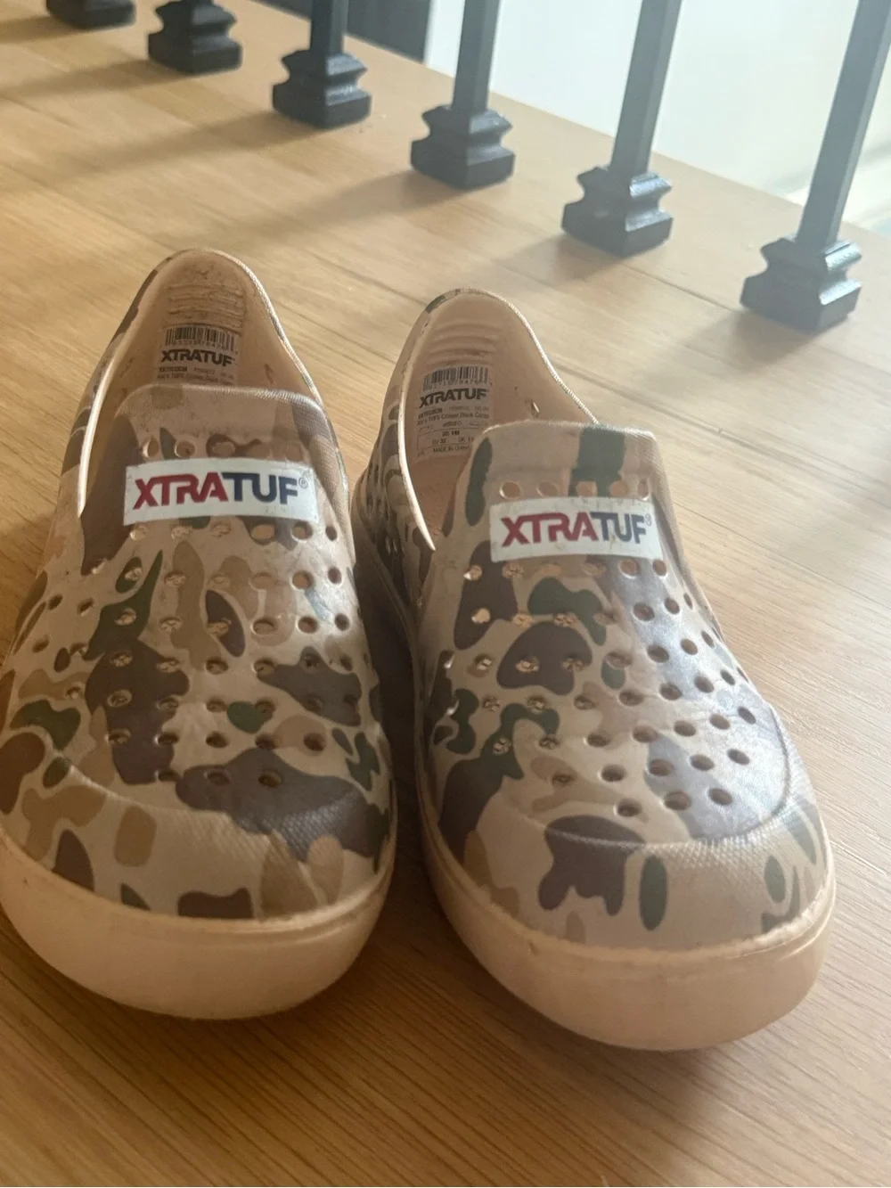 XTRATUF Kids' Slip-On Camo Water Shoes - Tan/Green size 1